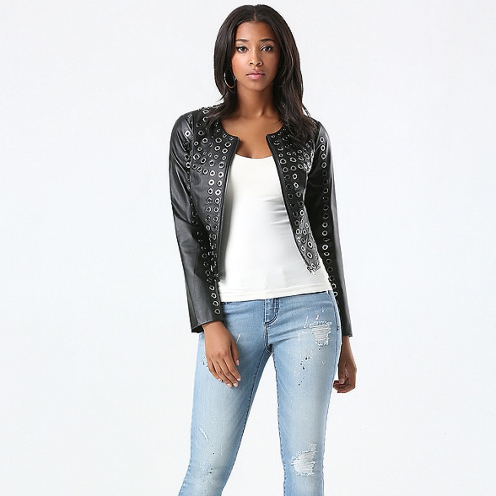 BEBE LEATHER JACKET, SIZE XS